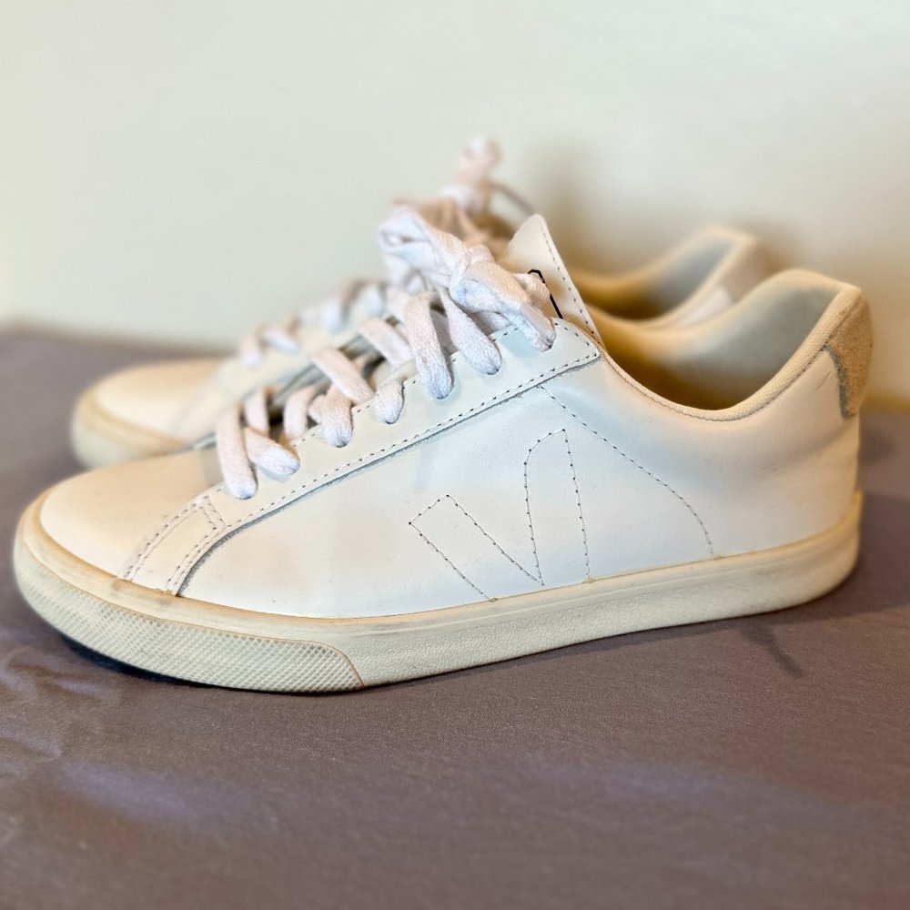 VEJA ESPLAR LEATHER SNEAKERS WHITE Size: W7